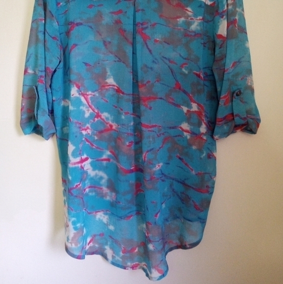 Rory Beca popover sheer abstract watercolor blouse - Picture 9 of 9